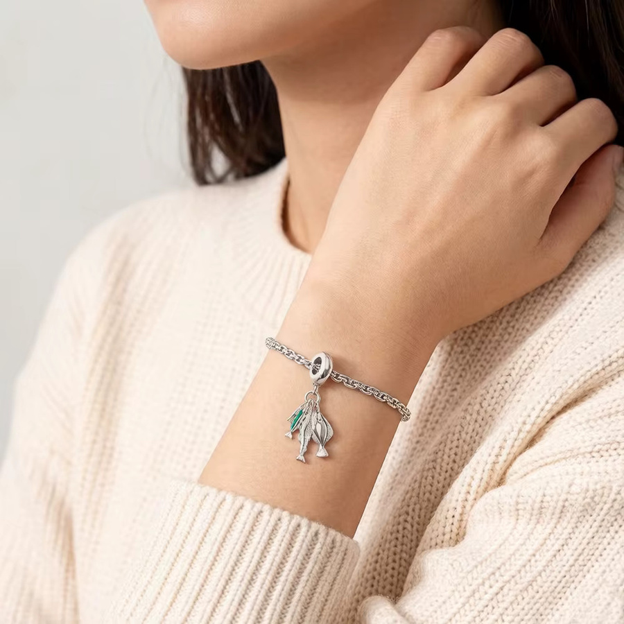 Thaddaeus Charm-Anhänger, Fische, 925 Sterlingsilber, Unisex - Bild 2