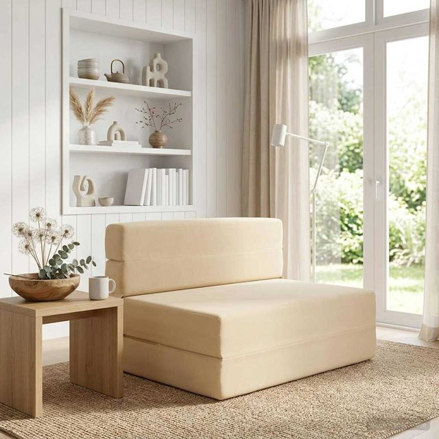 Klapp-Schlafsofa Yiwydaa in Beige mit Stoffbezug, B/T/H: 70 x 80 x 60 cm - Bild 1