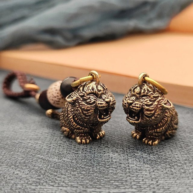JETTING Schlüsselanhänger Messing, Tiger-Motiv, Gold, Unisex - Bild 1