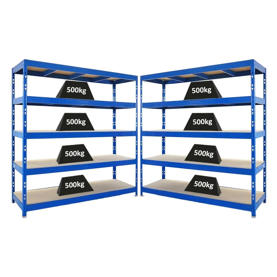 2x PROREGAL Rhino Profi Schwerlastregal Blau mit 5 Spanplatten-Ebenen, B/T/H: 200 x 60 x 200 cm, Fachlast 500 kg - Bild 2