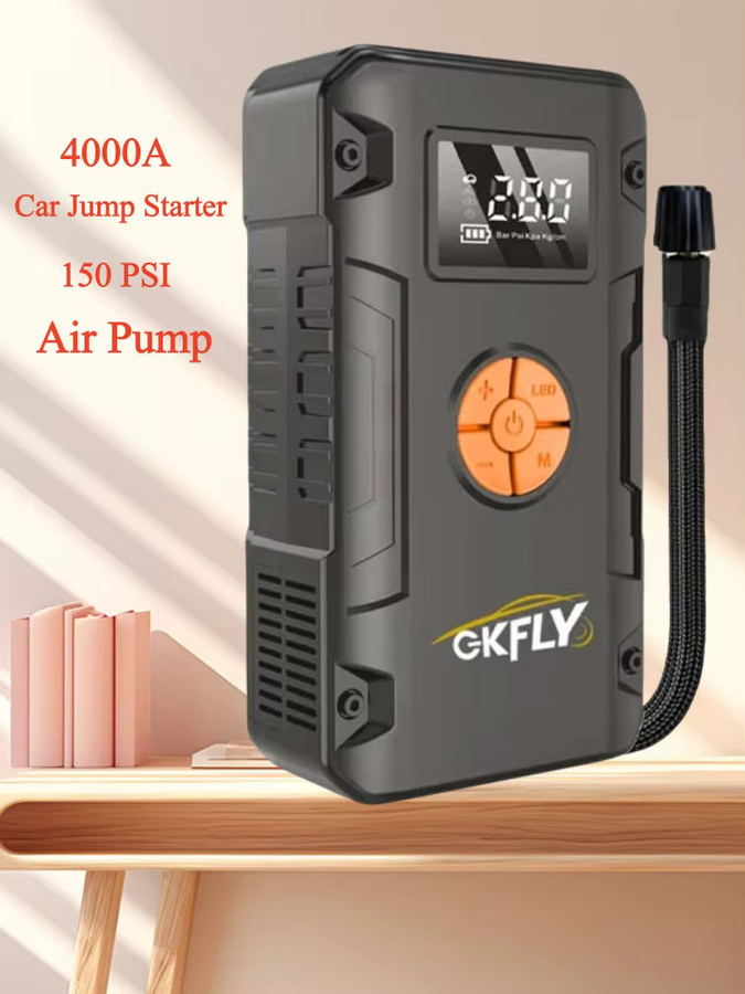 GKFLY 4 In 1 Auto Starthilfe und Luftkompressor Power Bank in Schwarz - Bild 1