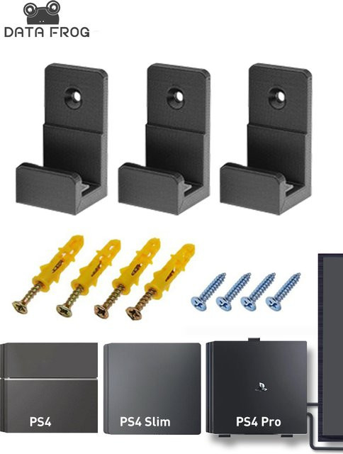 DATA FROG Wandhalterung für PS4 Controller in Schwarz, Universal Halterung für PS4, PS4 Pro und PS4 Slim inklusive Schrauben - Bild 1