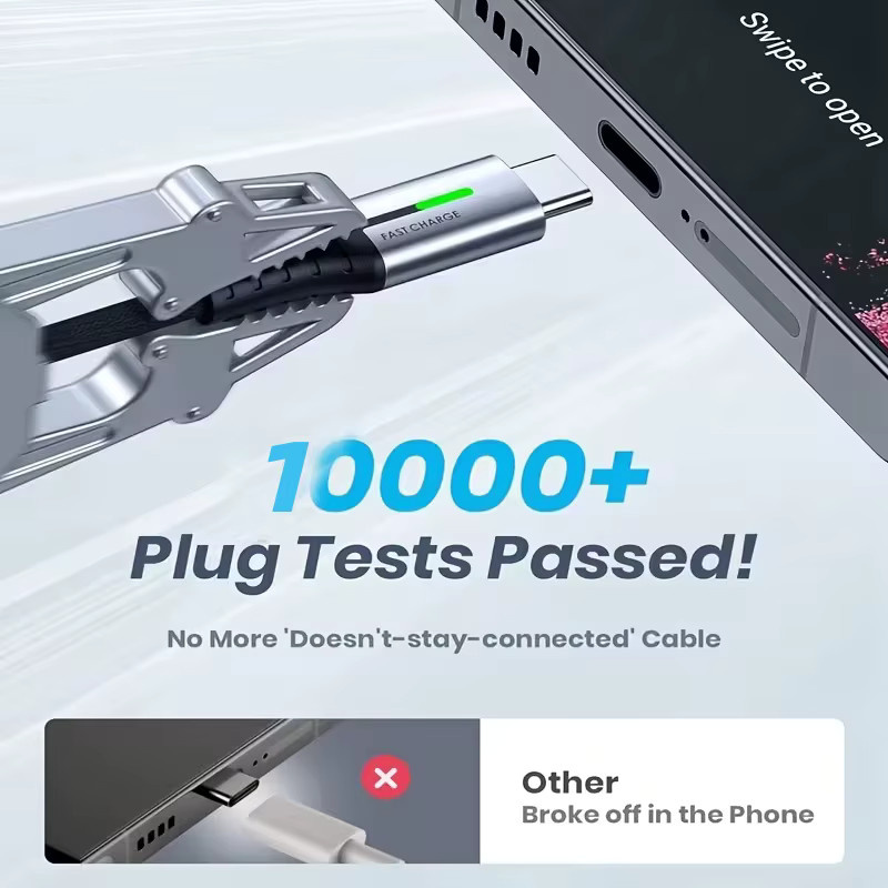Tzlrxl USB auf Typ-C Kabel 60W Schnellladekabel mit LED in Schwarz - Bild 4