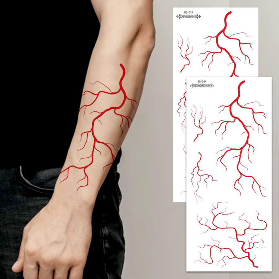 ROCOOART Lightning Tattoos, 2 Blatt, Schwarz und Rot, Unisex - Bild 3