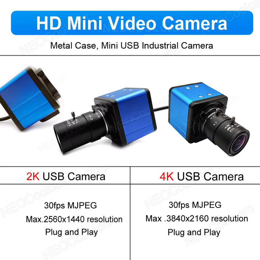 NEOCoolcam 4K Ultra HD Webcam mit manuellem CS-Zoom-Objektiv, 2160P 30fps, USB-C, Blau - Bild 2