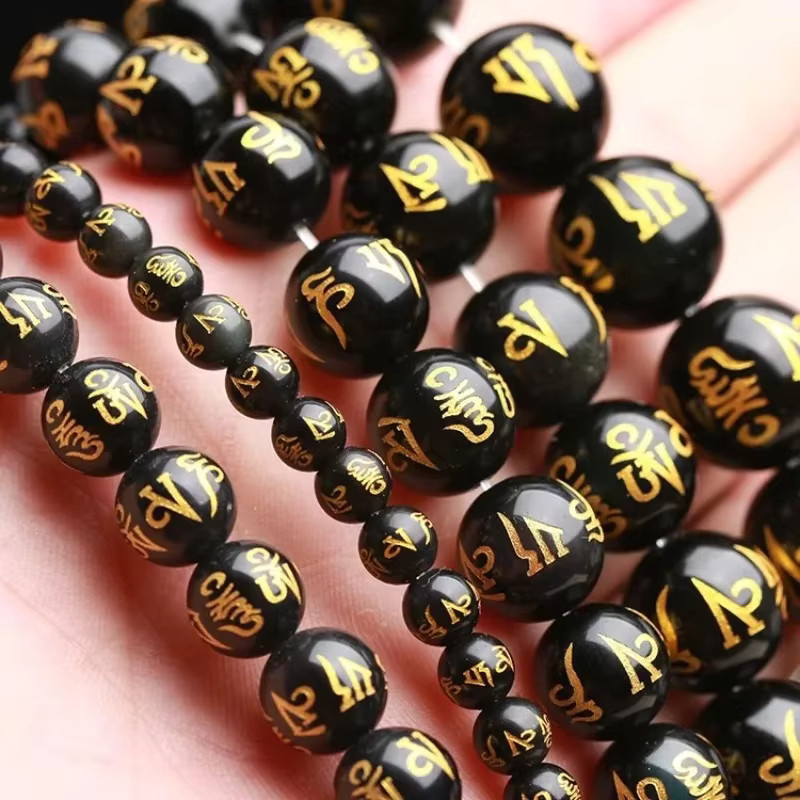 Armband, Perle, Schwarz, Gold Drache, Pixiu, Unisex - Bild 2