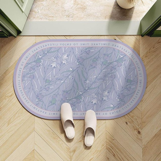 Saugfähige Badezimmer Bodenmatte mit Blumenmuster in Grau von Household supplies MH, B/B: 40 x 60 cm - Bild 1