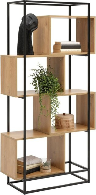 Mömax Regal Adrian in Naturfarben und Schwarz, modernes Standregal aus Holz, MDF und Metall, B/T/H: 33,2 x 5,0 x 160,0 cm - Bild 1