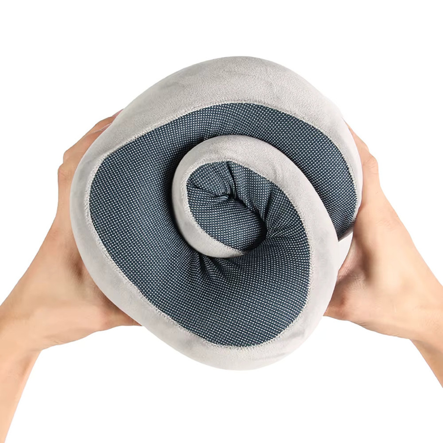 U-förmiges Memory Foam Nackenkissen in Blau für Reisen und Flugreisen - Bild 2