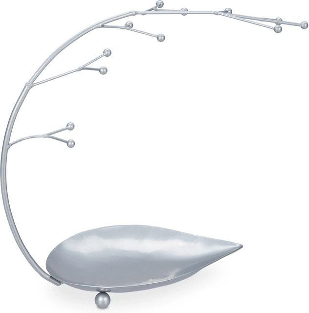 Relaxdays Schmuckständer aus Eisen in Silber mit Ablage, B/T/H: 29 x 34 x 15,5 cm - Bild 1