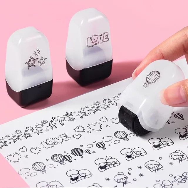 Kreativer Rollstempel mit Cartoon-Blumenmuster für DIY-Gestaltungen und Journaling in Mehrfarbig - Bild 1