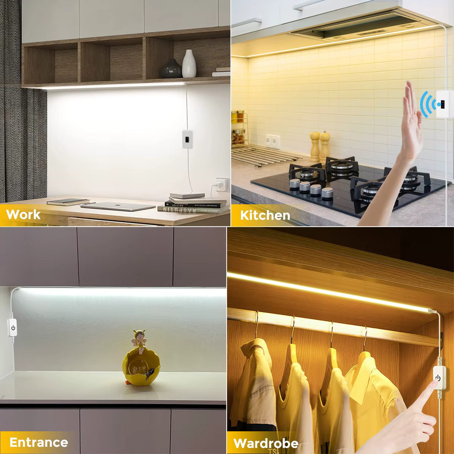 MALITAI COB LED Unterbauleuchte für Küchenbeleuchtung mit USB-Anschluss, dimmbar durch Handscan- und Berührungssensor, Warmweiß - Bild 4