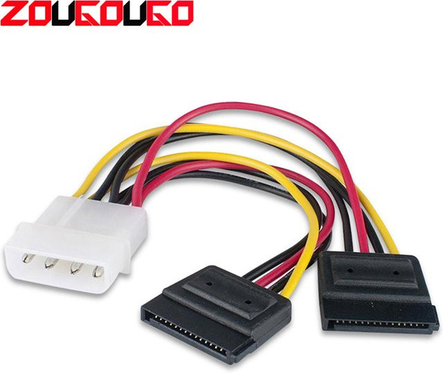 IDE Molex 4-polig auf 2 x SATA-Stromkabel, serieller ATA-Y-Splitter als Festplatten-Dual-Verlängerungskabel und Adapter-Anschluss - Bild 1