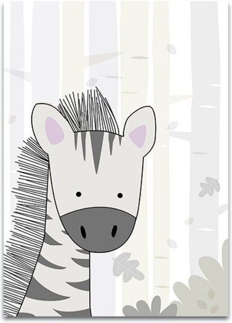 TPFLiving Poster Leinwand mit Tiermotiven für das Kinderzimmer, Grau, Breite: 21 cm, Höhe: 30 cm - Bild 1