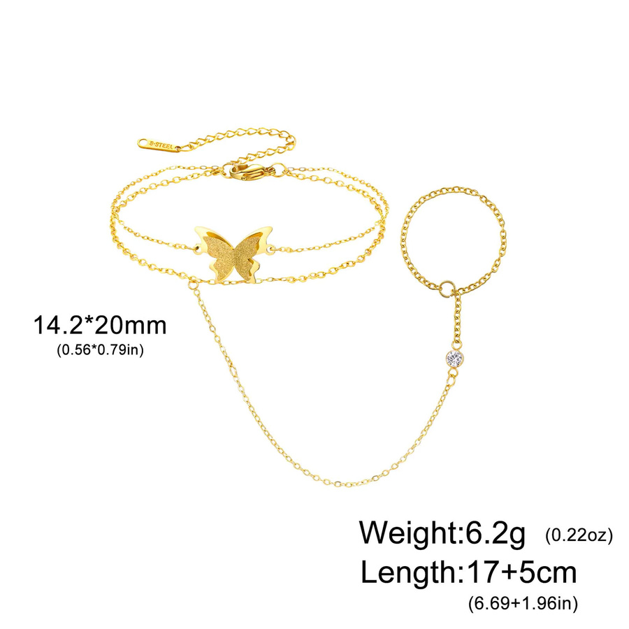 Cazador Doppelketten-Armband, Edelstahl, Zirkonia, Damen, Gold - Bild 3