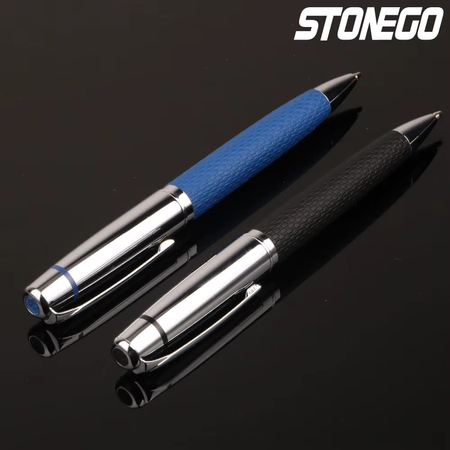 STONEGO Gel-Kugelschreiber im Executive-Stil mit Ledergriff und Metallgehäuse für Büro und Schule - Bild 1