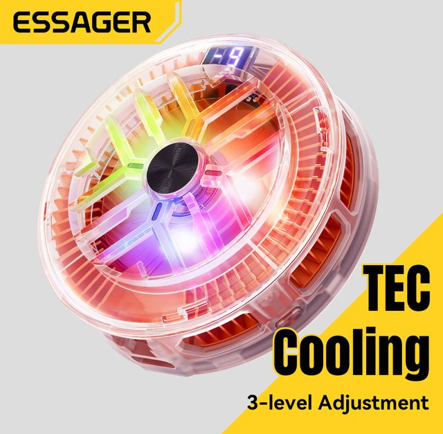 Essager Magnetischer Ultraflacher Handy-Kühler in Schwarz – Geräuschunterdrückender Halbleiter-Kühlventilator für Gaming und Live-Streaming - Bild 1