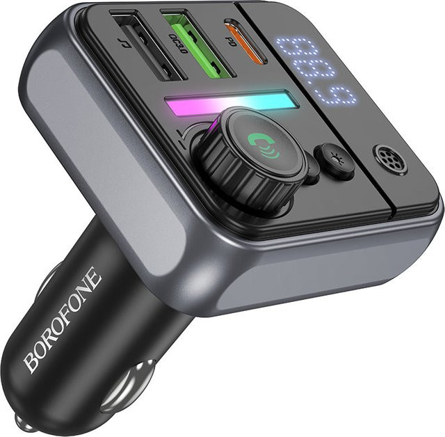 Borofone BC50 Ascenso Bluetooth FM Modulator in Grau mit 2 x USB-A und 1 x USB-C - Bild 1