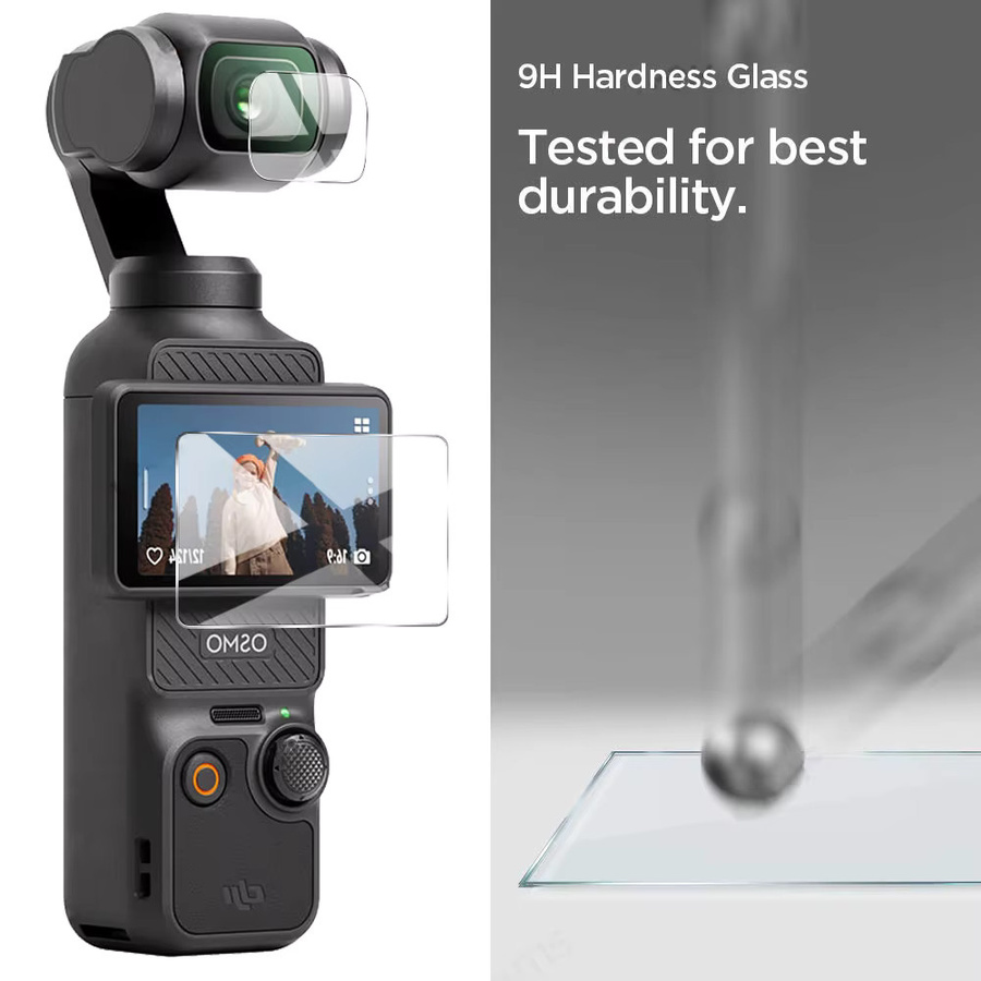 DJI OSMO Pocket 3 Panzerglas Set mit Displayschutzfolie und Objektivschutzglas in Transparent - Bild 6