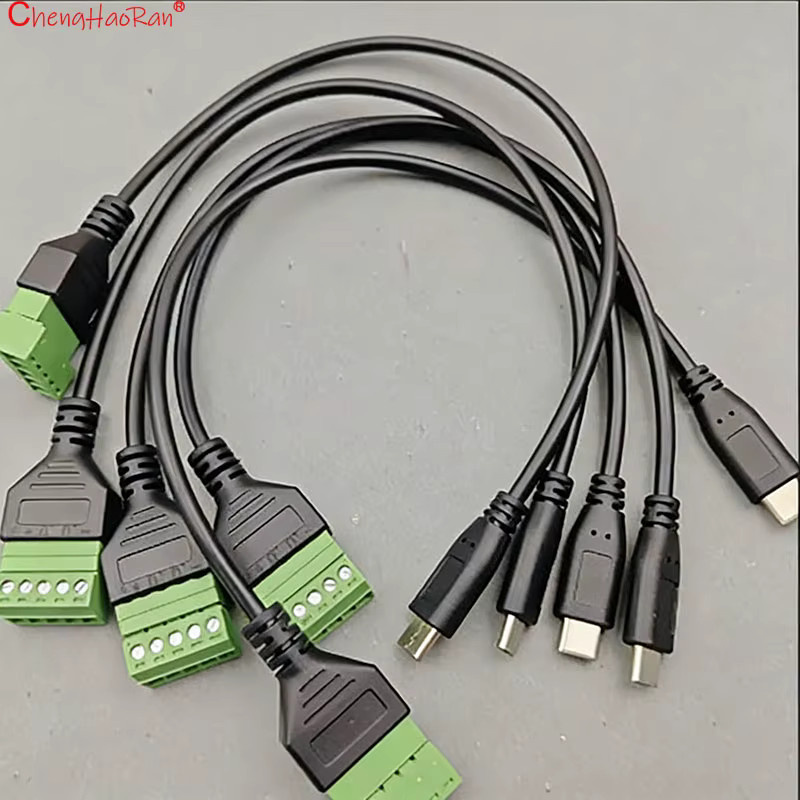 ChengHaoRan USB 2.0 Buchse B auf 5-Pin Buchse Schraubanschluss Adapterkabel für Micro USB und Mini USB Typ-C in Schwarz - Bild 2