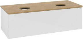 V&B Waschtischunterschrank Antao mit Beleuchtung, Eiche Honig und Weiß Lack, B/T/H: 120 x 50 x 50 cm - Bild 1