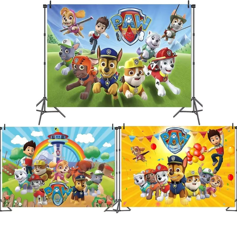 Paw Patrol Party Hintergrunddekoration für Kindergeburtstage als Poster Vorlage für Fotohintergründe in Mehrfarbig - Bild 2