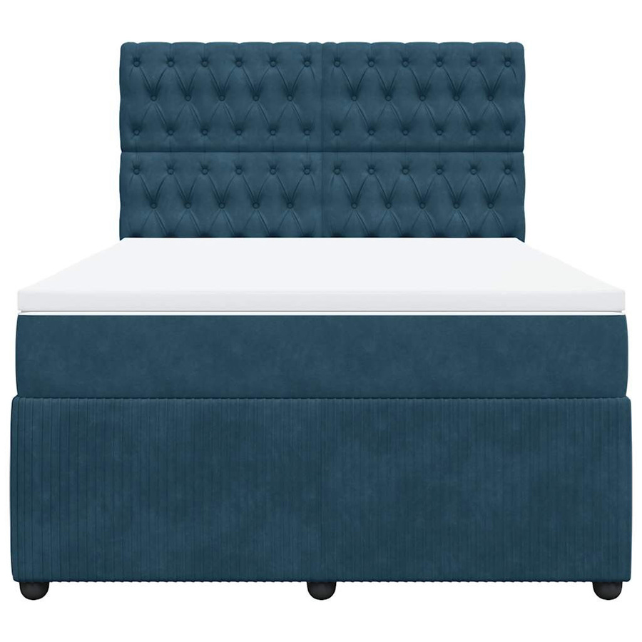 vidaXL Boxspringbett mit Matratze aus Samt in Blau, B/T/H: 160 x 200 x 140,5 cm - Bild 3