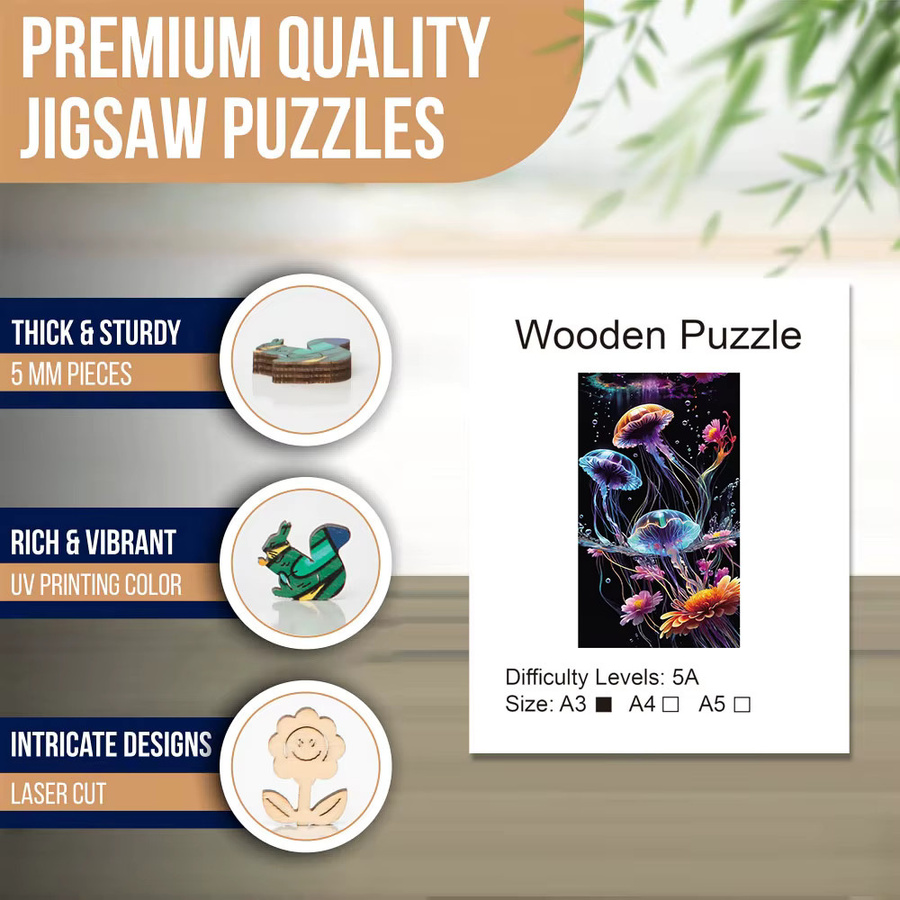 Seajelly Holzpuzzle, dekorative Malerei - Bild 3