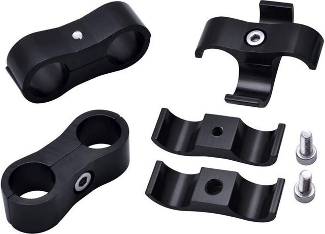 8er Set CNC AN4 Doppelklemmen aus Edelstahl in Schwarz für geflochtene Öl Kraftstoffleitungen und Wasser-Luft-Rohrseparator - Bild 1