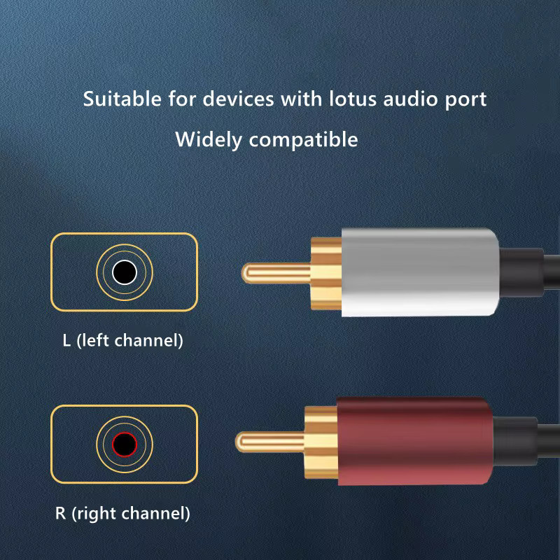 BOHCHONG Audio-Video-Kabel 2RCA zu 2RCA in Schwarz mit Reinkupfer-Signalleitung für HIFI-Verstärker und TV-Box - Bild 4