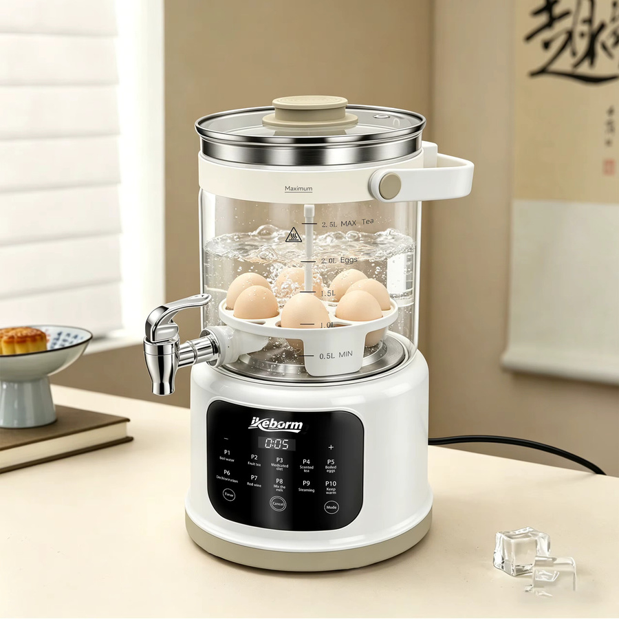 Keborn Smarter Elektrischer Glas-Wasserkocher mit Zapfhahn und Warmhaltefunktion, 3 l, Transparent - Bild 4