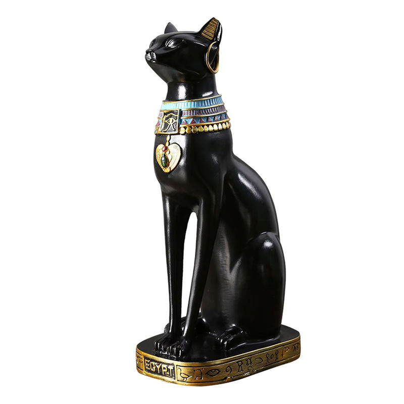 Homyl Bastet Statue Ägyptische Katze Göttin als schwarzes Ornament aus Kunstharz, Höhe: 23,5 cm, Breite: 23,5 cm, Tiefe: 9 cm - Bild 3
