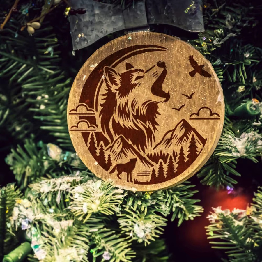Mondwölfe Malschablonen Set mit Pinsel für Naturmotive wie Berge, Wolf, Wald, Wolken und Wildgänse, Breite: 30,0 cm, Tiefe: 30,0 cm - Bild 5