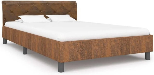 vidaXL Bettgestell in Braun mit Wildleder-Optik, B/T/H: 120 x 200 cm - Bild 1