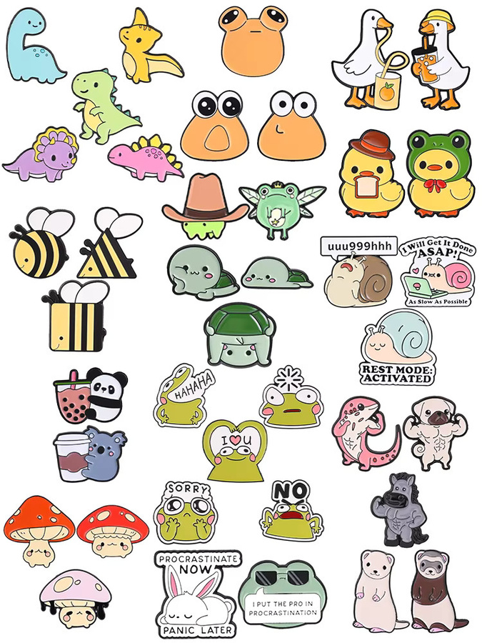 Miss Zoe Emaille-Anstecknadeln, Frosch, Pilz, Dinosaurier, Biene, Unisex - Bild 2