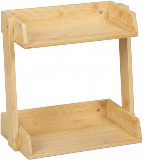 Relaxdays Gewürzregal aus Bambus in Natur mit 2 Ebenen und rutschfestem Design, B/T/H: 27 x 27,5 x 16 cm - Bild 1