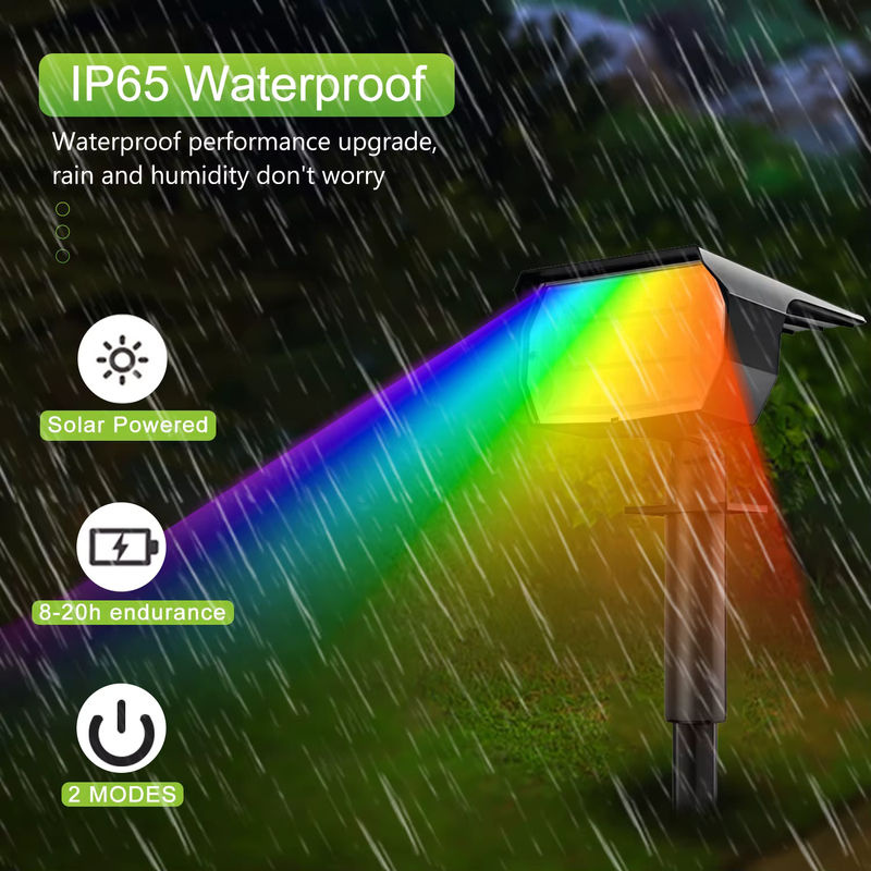 RGB Solar Scheinwerfer Outdoor mit 20 LED, wasserdichter LED Landschaftsstrahler in Schwarz für Garten und Terrasse mit Farbwechselfunktion - Bild 4
