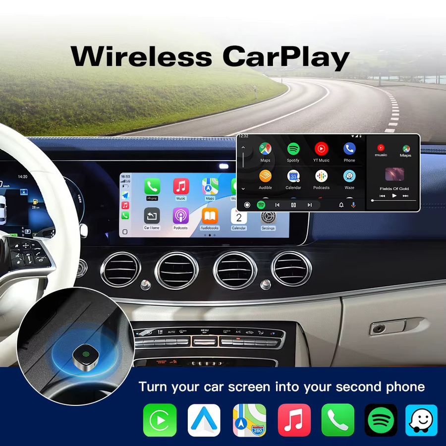 AUTOABC Wireless CarPlay und Android Auto Adapter 2 in 1 Dongle in Silber - Bild 3