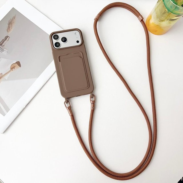 YULIN Crossbody Lanyard Silikon Handyhülle mit Kartenhalter und Gurt für iPhone 11 bis iPhone 17 Pro Max, Mehrfarbig - Bild 1