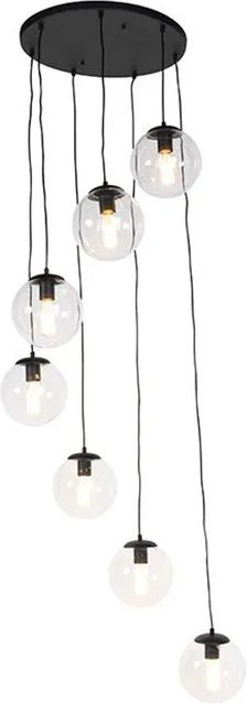 QAZQA Art Deco Hängelampe Schwarz mit 7 transparenten Glaskugeln, dimmbar und höhenverstellbar - Bild 1
