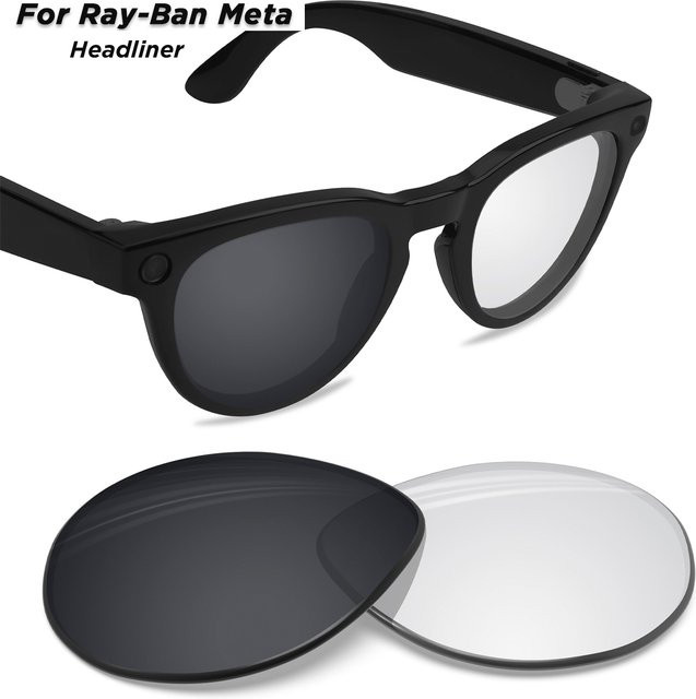 Ray-Ban Meta Headliner Ersatzgläser für AI Smart Glasses RW4009 RW4013 RW4009F RW4013F Photochrom und polarisiert in Schwarz und Blau - Bild 1