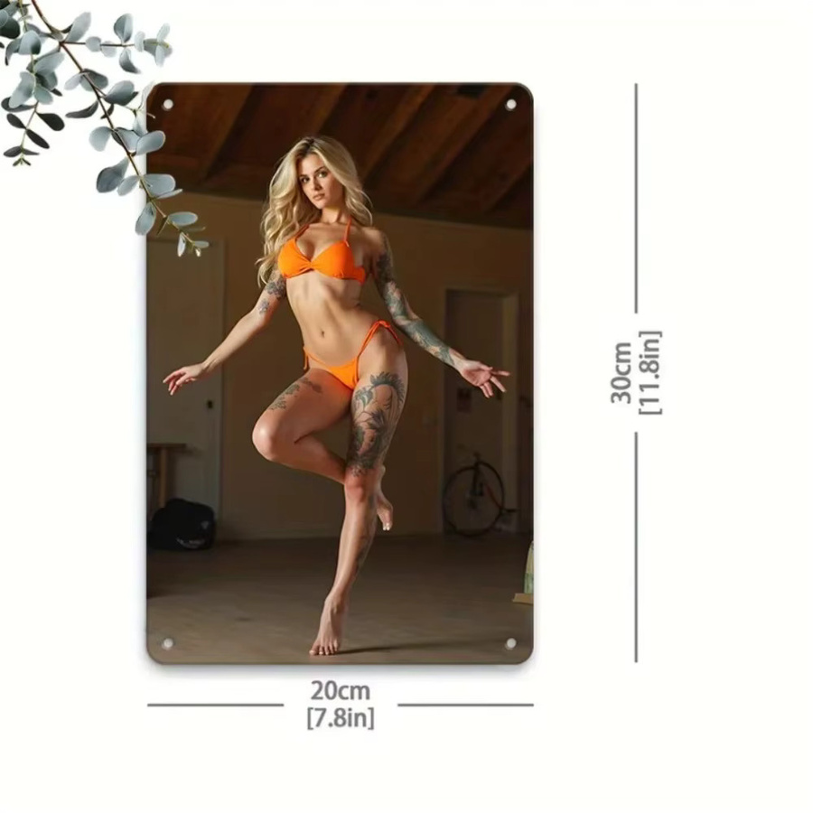 HELLOYOUNG Vintage-Bikini-Wanddekoration aus Metall, mehrfarbig, rechteckig - Bild 4
