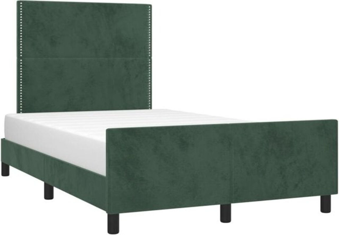 Vidaxl Polsterbett aus Samt und Holzwerkstoff in Grün, B/T/H: 200 x 120 x 128 cm - Bild 1