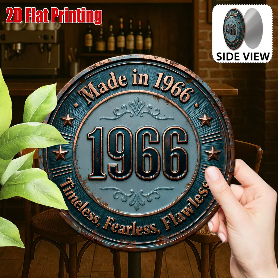 CIFBUY Retro Metall-Blechschild 1966, Rundes Aluminium-Wandschild in Blau für Zuhause, Bar und Café - Bild 2