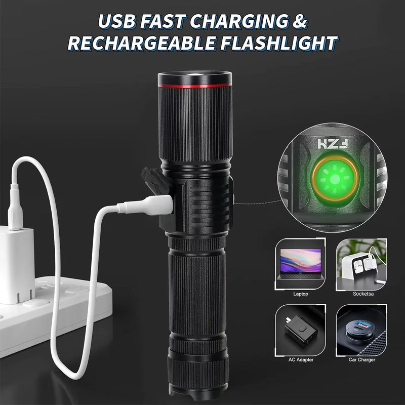 Heinast LED Taschenlampe mit Zoom und wiederaufladbarem Akku, Schwarz, ideal für Outdoor und Camping - Bild 5