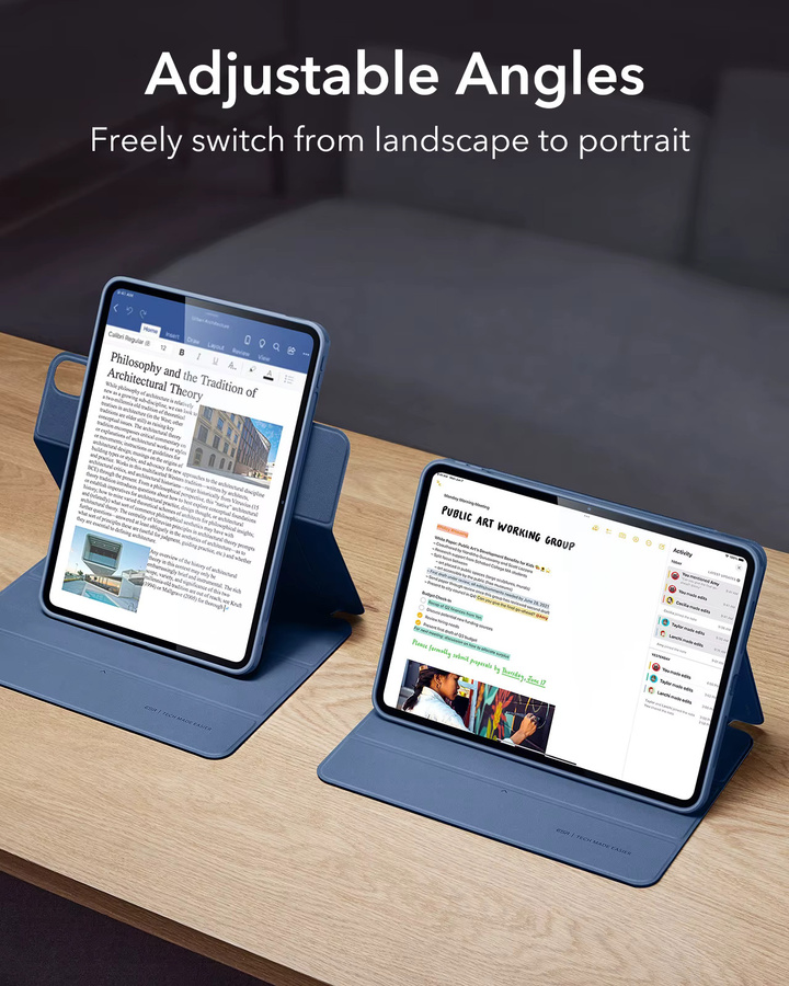 ESR Magnetische Hülle für iPad Pro 12.9 (6./5. Generation) und iPad Pro 11 Zoll (4./3./2./1. Generation) mit verstellbarem Ständer in Schwarz und Blau - Bild 4