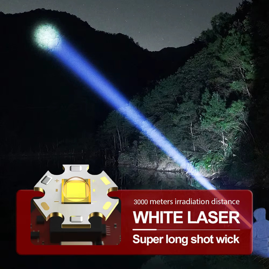 XIWANGFIRE Hochleistungs-LED-Taschenlampe mit Teleskop-Zoom, USB-Aufladung und 26650-Lithium-Batterie, Schwarz - Bild 2