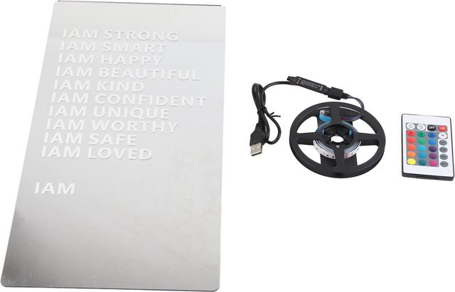 Tooarts LED-Affirmationsspiegel aus Acryl in Weiß mit USB-Anschluss und inspirierender Botschaft - Bild 1