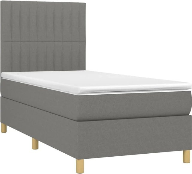 vidaXL Boxspringbett mit Matratze und LED-Unterbettbeleuchtung in Dunkelgrau, Hybrid-Bett mit USB-Ladeport und Taschenfederkern, B/T/H: 80 x 200 x 118 cm - Bild 1