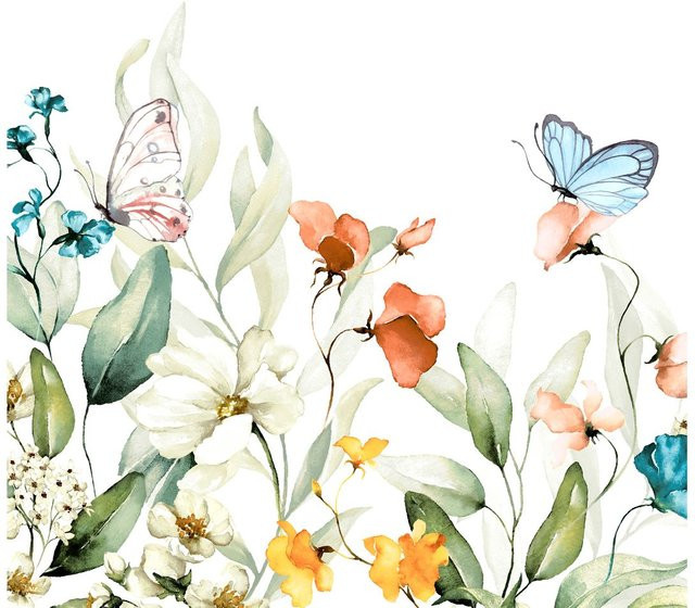 Serviette Happy Feeling von Paper+Design mit Blumenmotiv in Grün - Bild 1